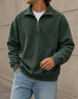 Mivanity Men's Stylish Casual Everyday Cotton Long-sleeved Half-zip Sweatshirt