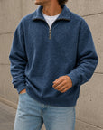 Mivanity Men's Stylish Casual Everyday Cotton Long-sleeved Half-zip Sweatshirt