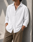 Mivanity Men's Stylish Casual Ribbed Lapel Long-sleeved Shirts