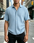 Mivanity Men's Stylish Casual Waffle Fabric Short-sleeved Shirt