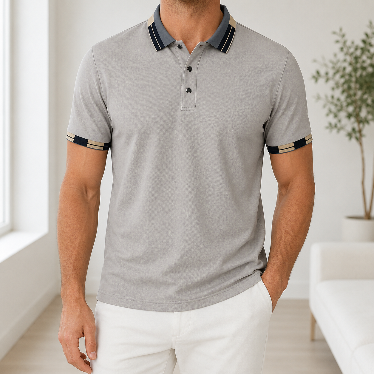 Mivanity Men's Summer Contrast Collar Short-Sleeve Shirts