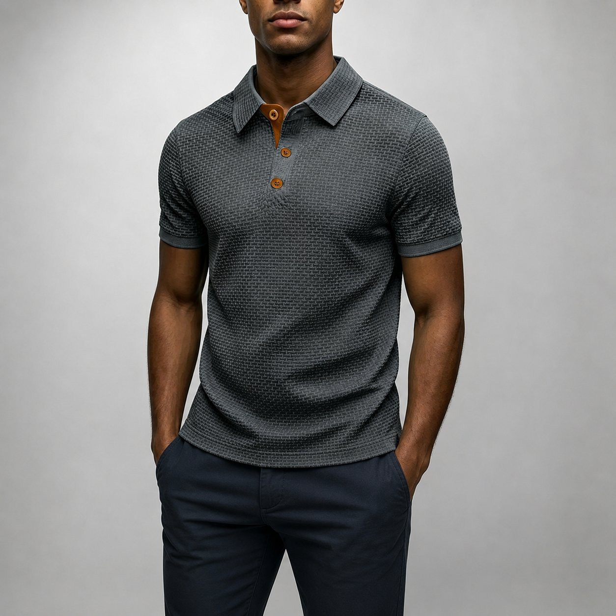 Mivanity Men's Summer Waffle Polo