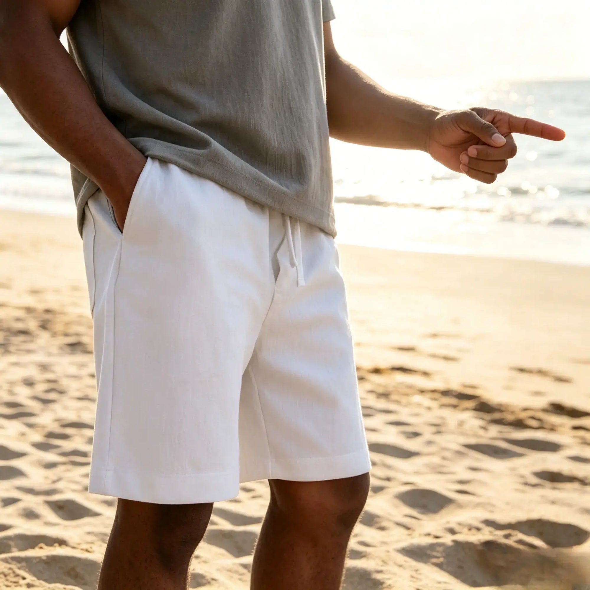 Mivanity Men's Texture Crinkled Daily Casual Shorts Drawstring Elastic Waist Shorts