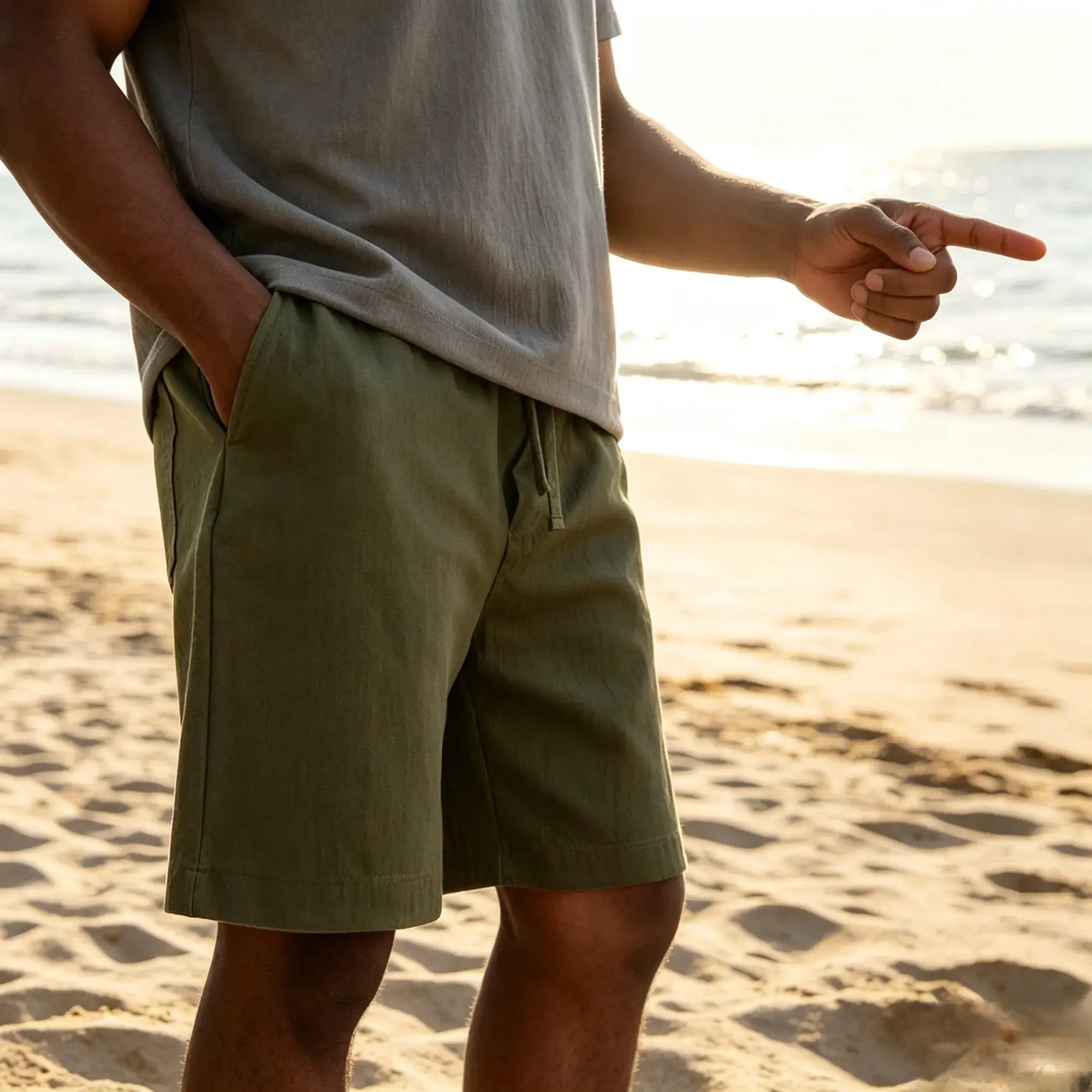 Mivanity Men's Texture Crinkled Daily Casual Shorts Drawstring Elastic Waist Shorts