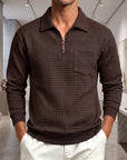 Mivanity Men's Textured Grid Jacquard Quarter-Zip Pullover