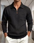 Mivanity Men's Textured Grid Jacquard Quarter-Zip Pullover