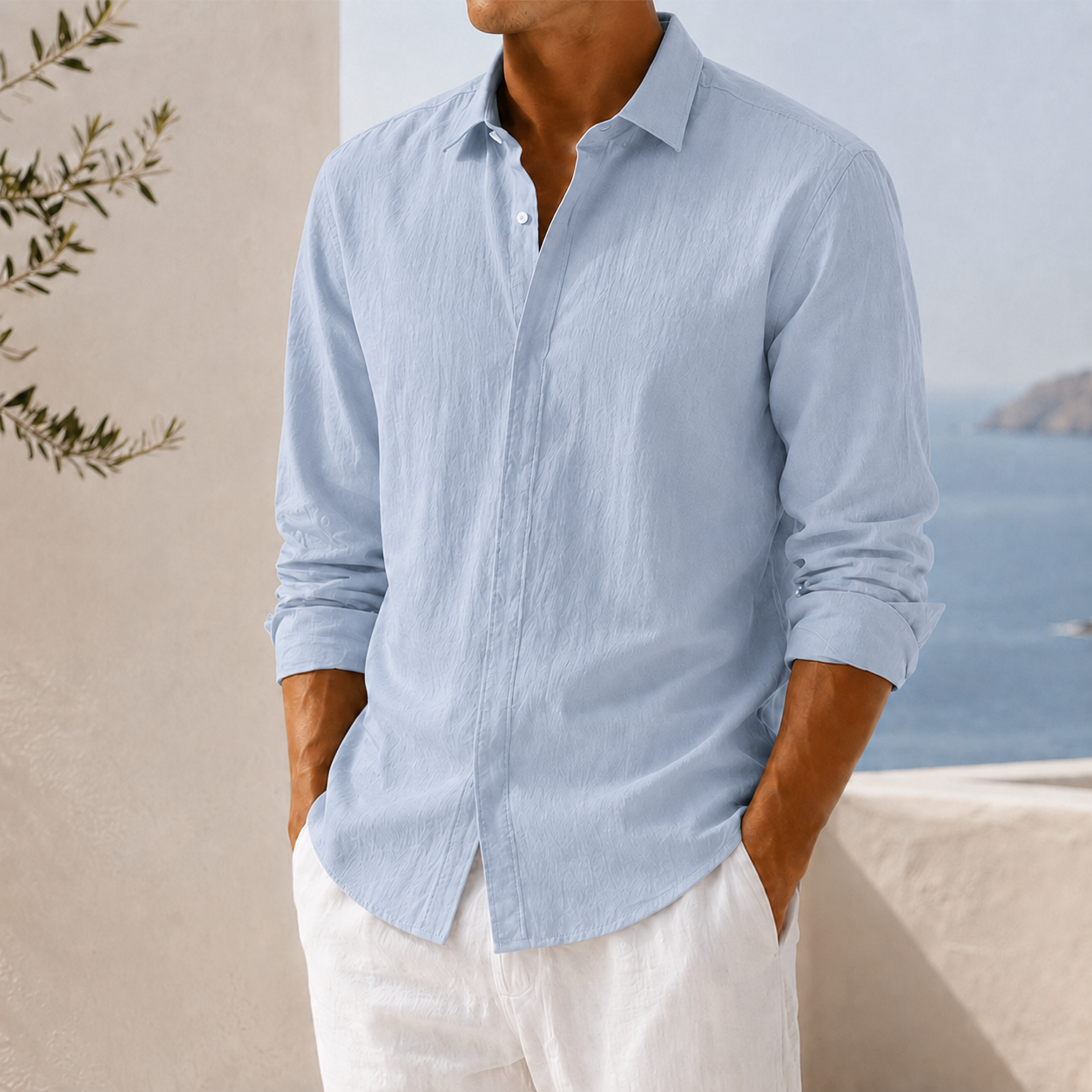 Mivanity Men's Textured Long Sleeve Button-Down Shirt