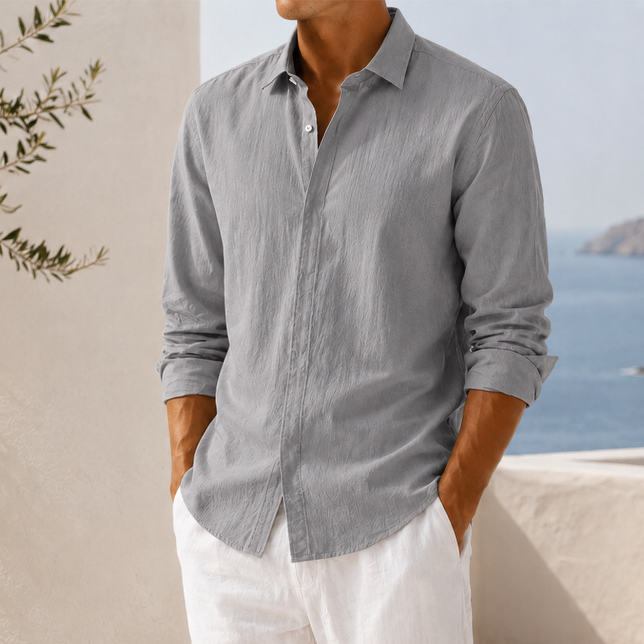 Mivanity Men's Textured Long Sleeve Button-Down Shirt