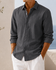 Mivanity Men's Textured Long Sleeve Button-Down Shirt