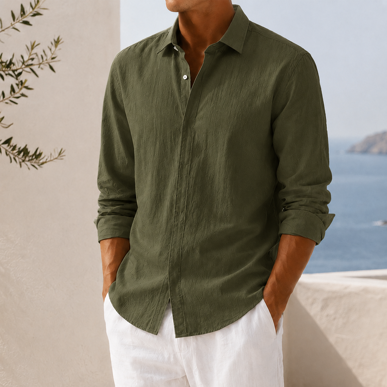 Mivanity Men's Textured Long Sleeve Button-Down Shirt