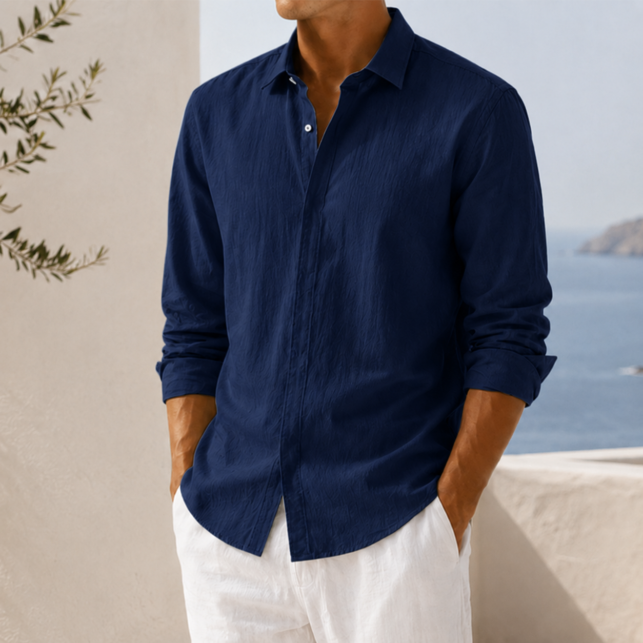 Mivanity Men's Textured Long Sleeve Button-Down Shirt