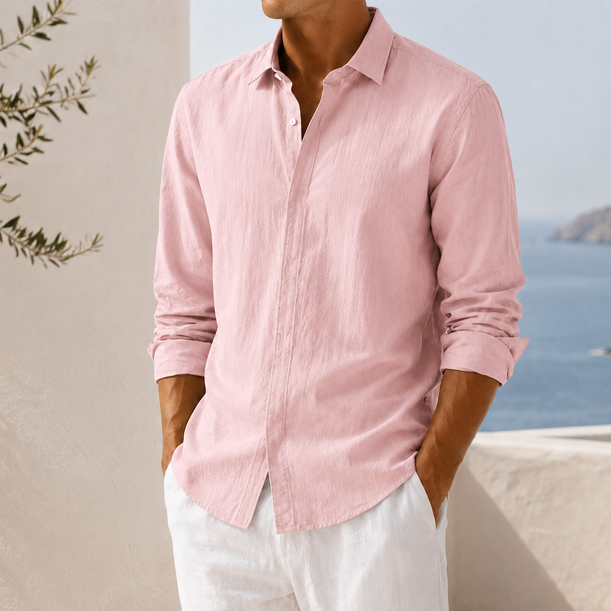 Mivanity Men's Textured Long Sleeve Button-Down Shirt