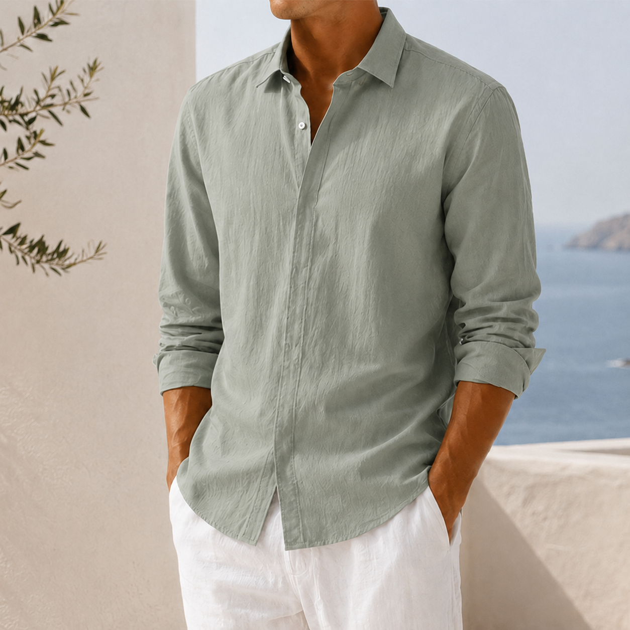 Mivanity Men's Textured Long Sleeve Button-Down Shirt