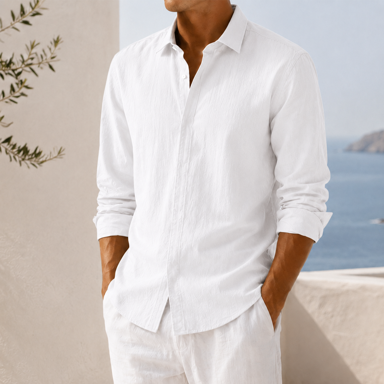 Mivanity Men's Textured Long Sleeve Button-Down Shirt