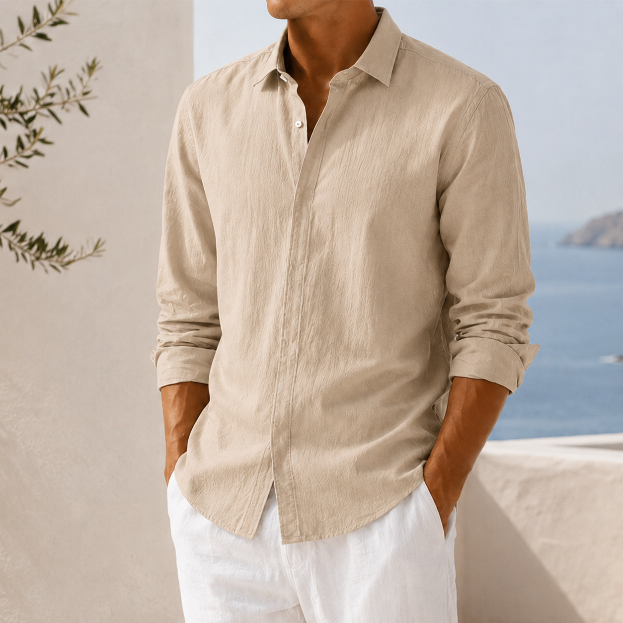 Mivanity Men's Textured Long Sleeve Button-Down Shirt