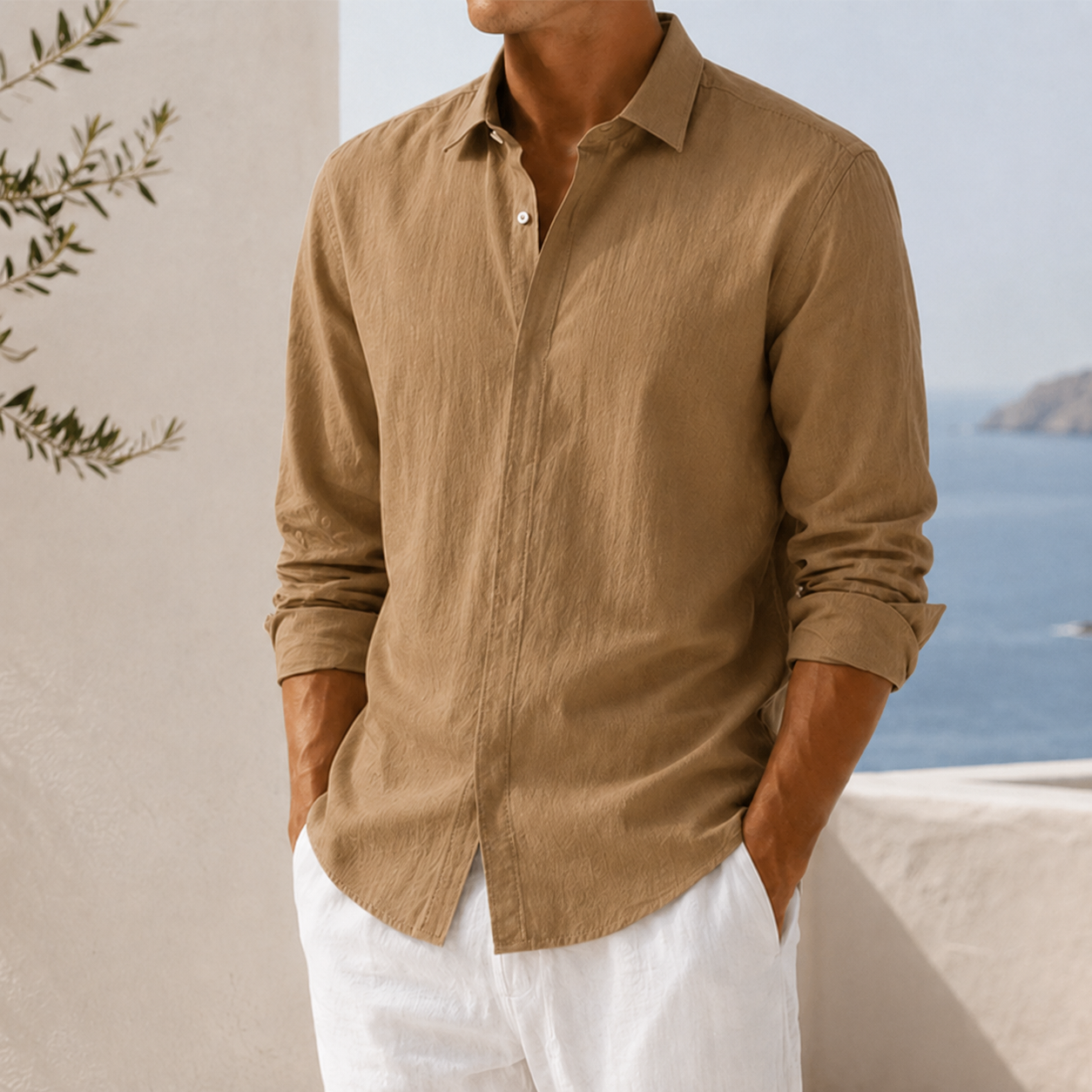 Mivanity Men's Textured Long Sleeve Button-Down Shirt