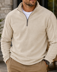 Mivanity Men's Textured Quarter-Zip Pullover Casual Long Sleeve Top