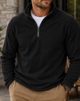 Mivanity Men's Textured Quarter-Zip Pullover Casual Long Sleeve Top