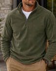 Mivanity Men's Textured Quarter-Zip Pullover Casual Long Sleeve Top