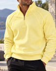 Mivanity Men's Textured Raglan Quarter-Zip Pullover Sweatshirt