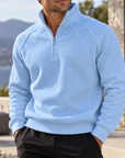 Mivanity Men's Textured Raglan Quarter-Zip Pullover Sweatshirt