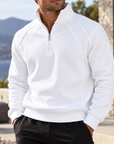 Mivanity Men's Textured Raglan Quarter-Zip Pullover Sweatshirt