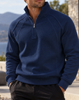Mivanity Men's Textured Raglan Quarter-Zip Pullover Sweatshirt
