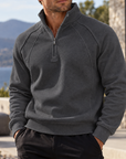 Mivanity Men's Textured Raglan Quarter-Zip Pullover Sweatshirt