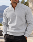 Mivanity Men's Textured Raglan Quarter-Zip Pullover Sweatshirt