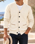 Mivanity Men's Textured V-Neck Knit Cardigans