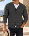 Mivanity Men's Textured V-Neck Knit Cardigans