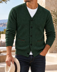 Mivanity Men's Textured V-Neck Knit Cardigans