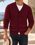 Mivanity Men's Textured V-Neck Knit Cardigans