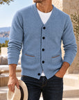 Mivanity Men's Textured V-Neck Knit Cardigans