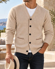 Mivanity Men's Textured V-Neck Knit Cardigans