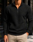 Mivanity Men's Trendy Quarter Zip Pullover Quilted Sweatshirts