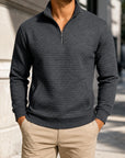 Mivanity Men's Trendy Quarter Zip Pullover Quilted Sweatshirts