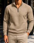 Mivanity Men's Trendy Quarter Zip Pullover Quilted Sweatshirts