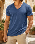 Mivanity Men's V-Neck Short-Sleeve T-Shirts