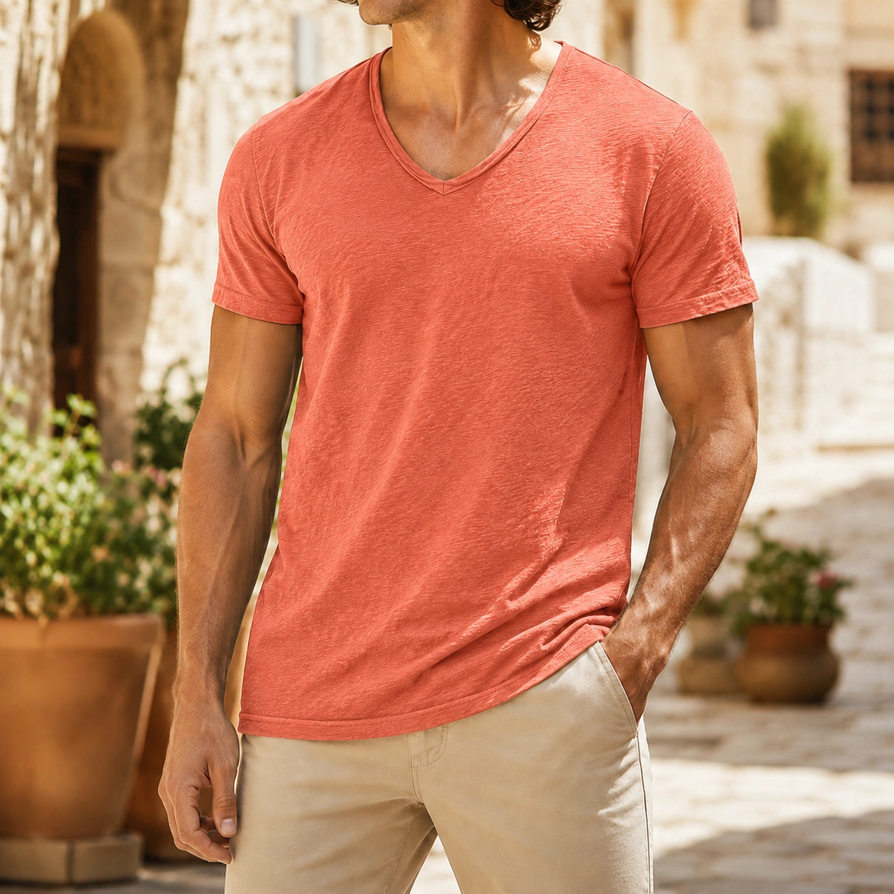 Mivanity Men's V-Neck Short-Sleeve T-Shirts