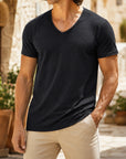 Mivanity Men's V-Neck Short-Sleeve T-Shirts
