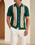 Mivanity Men's Vintage Contrast Stitch Knit Shirts
