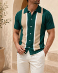 Mivanity Men's Vintage Contrast Stitch Knit Shirts