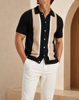 Mivanity Men's Vintage Contrast Stitch Knit Shirts