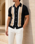 Mivanity Men's Vintage Contrast Stitch Knit Shirts