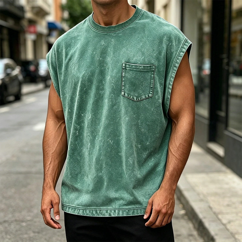 Mivanity Men's Vintage Cotton Washed Pocket Vest