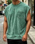 Mivanity Men's Vintage Cotton Washed Pocket Vest