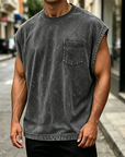 Mivanity Men's Vintage Cotton Washed Pocket Vest