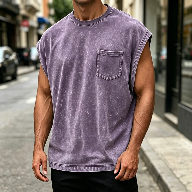 Mivanity Men's Vintage Cotton Washed Pocket Vest