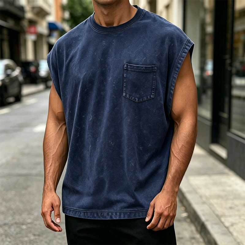 Mivanity Men's Vintage Cotton Washed Pocket Vest